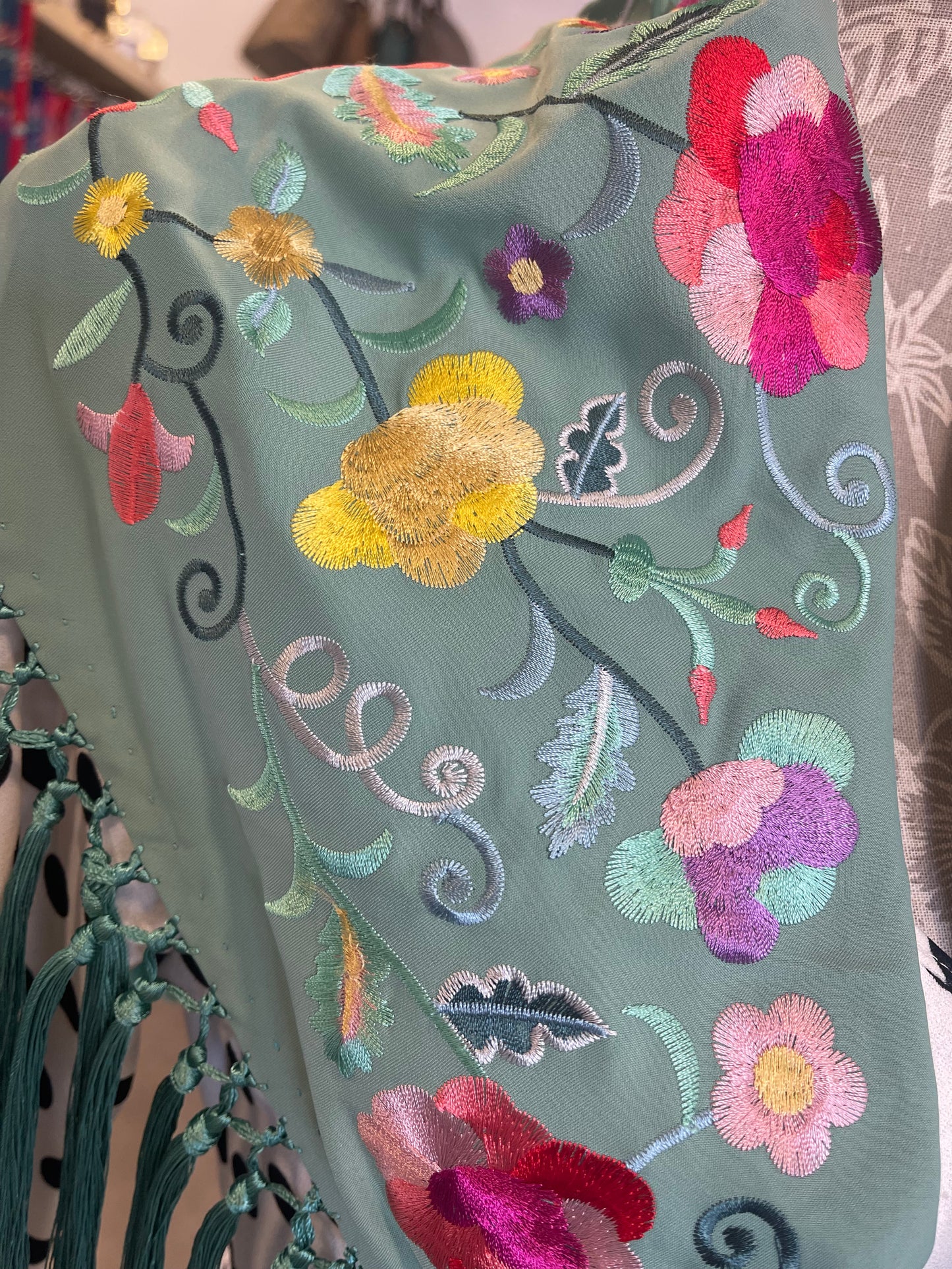 Mantón Carmen Verde Agua Oscuro