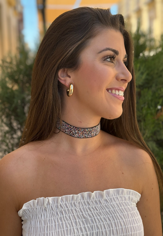 Choker Brillo Multicolor Con Bolitas