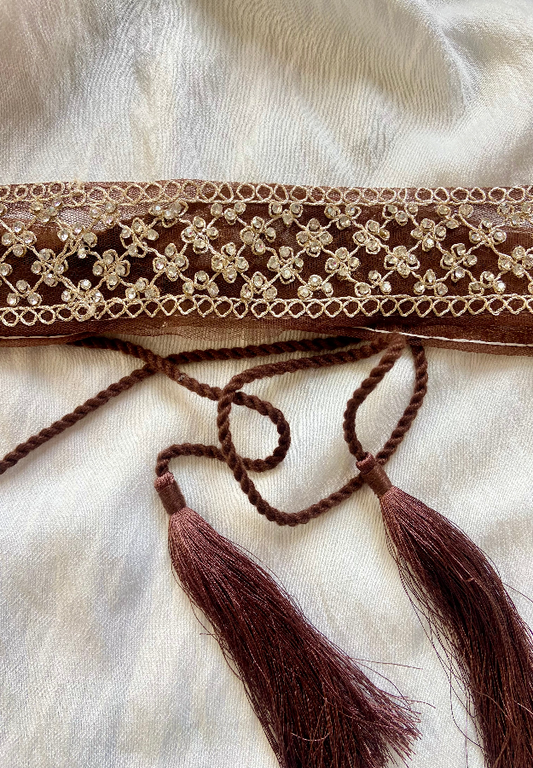 Cinturón Brillo Marrón Con Cordón Regulable De 69 Cm