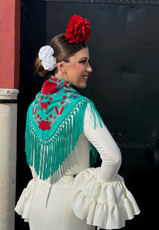 Mantón Triana verde