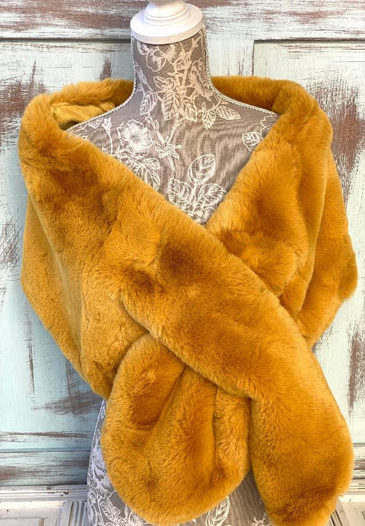 Estola Peluche Mostaza Suave y Cálida para Invierno