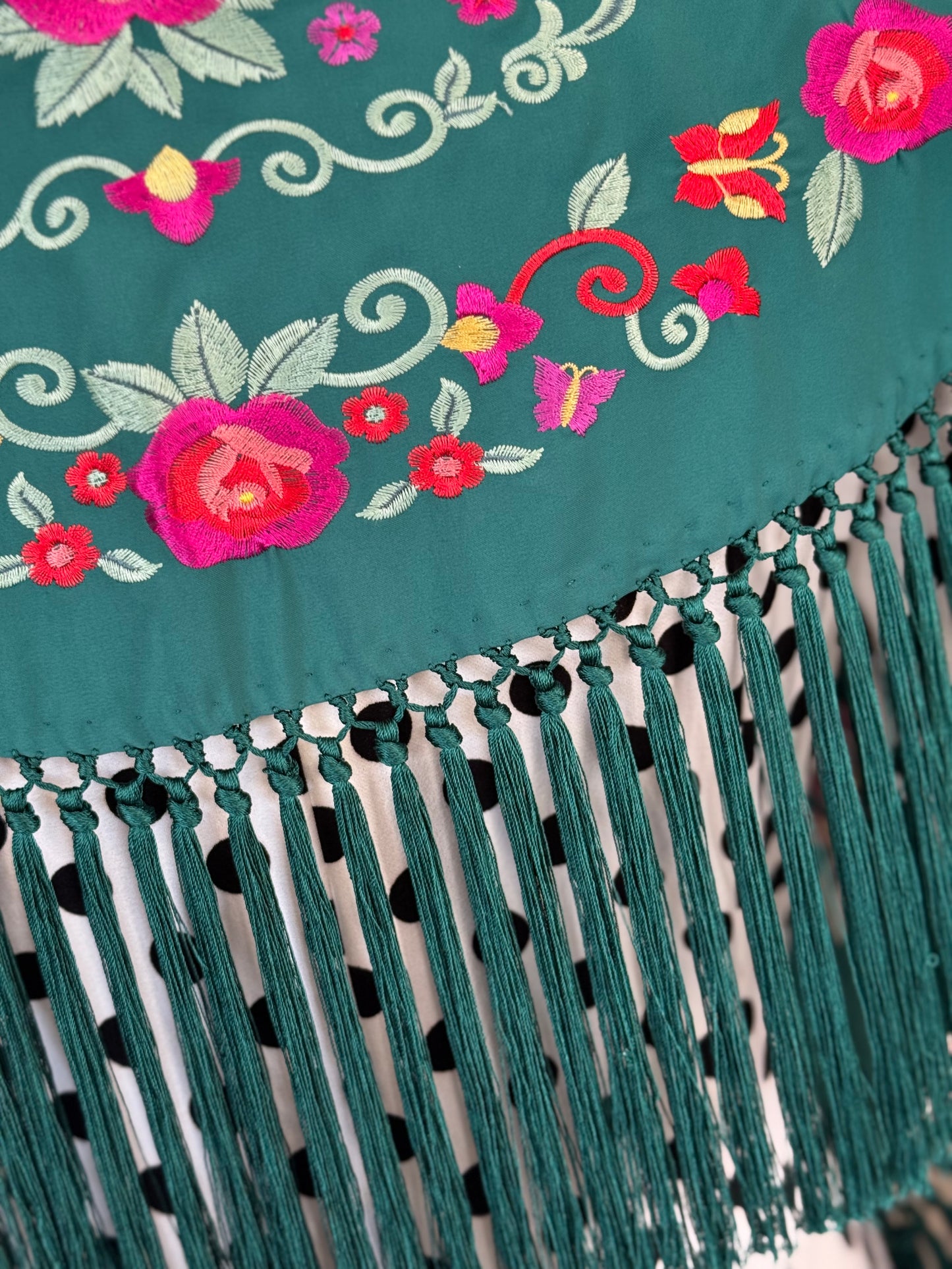 Mantón María verde oscuro