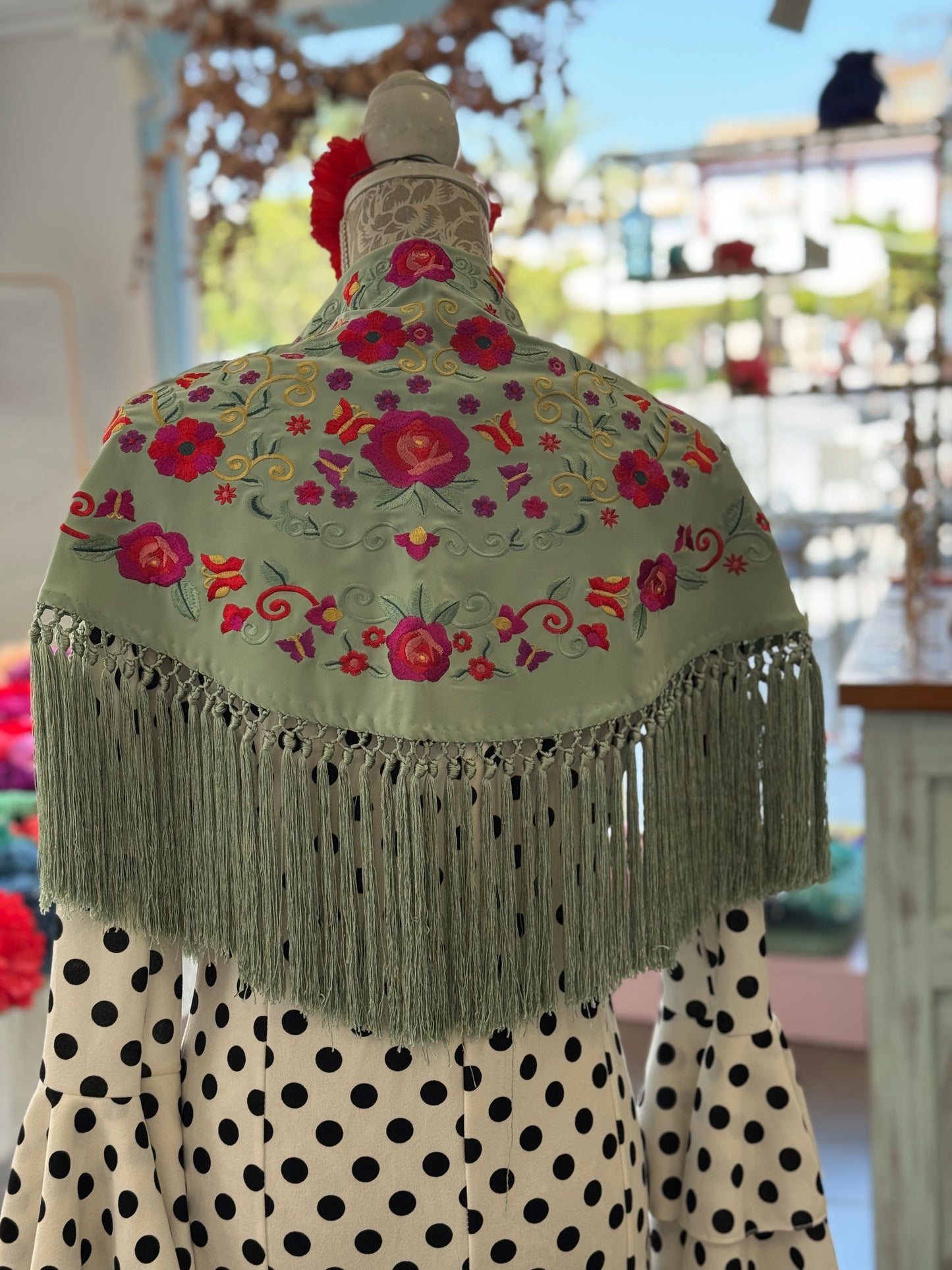 Mantón María mediano verde agua