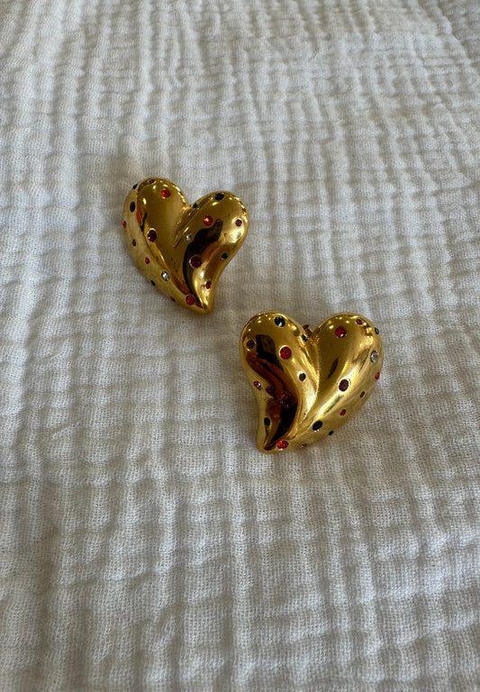 Pendiente Corazón Piedras Colores
