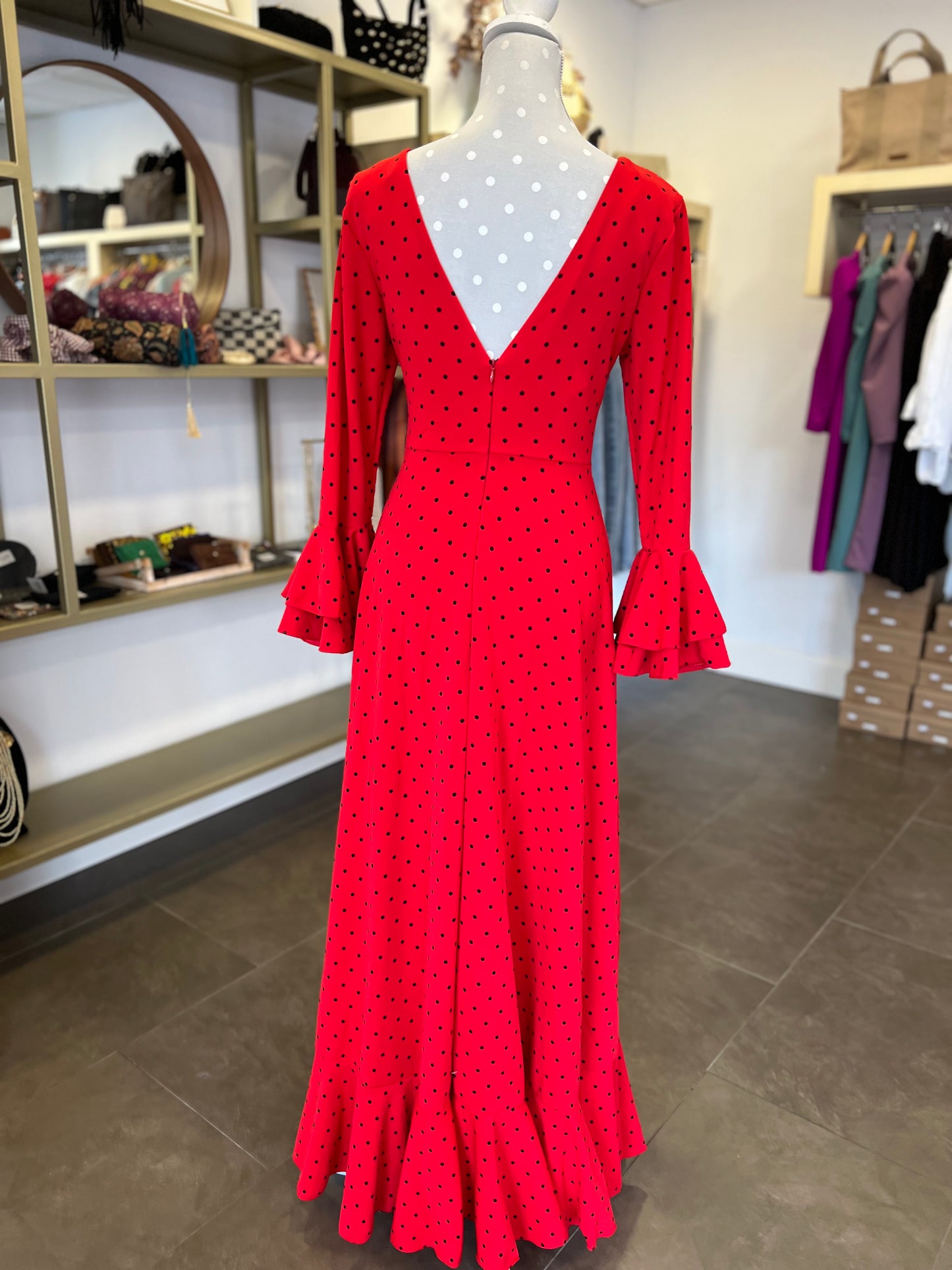 Traje Flamenca Almería Rojo