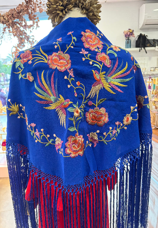 Manton Pajaros Fondo Azul Klein