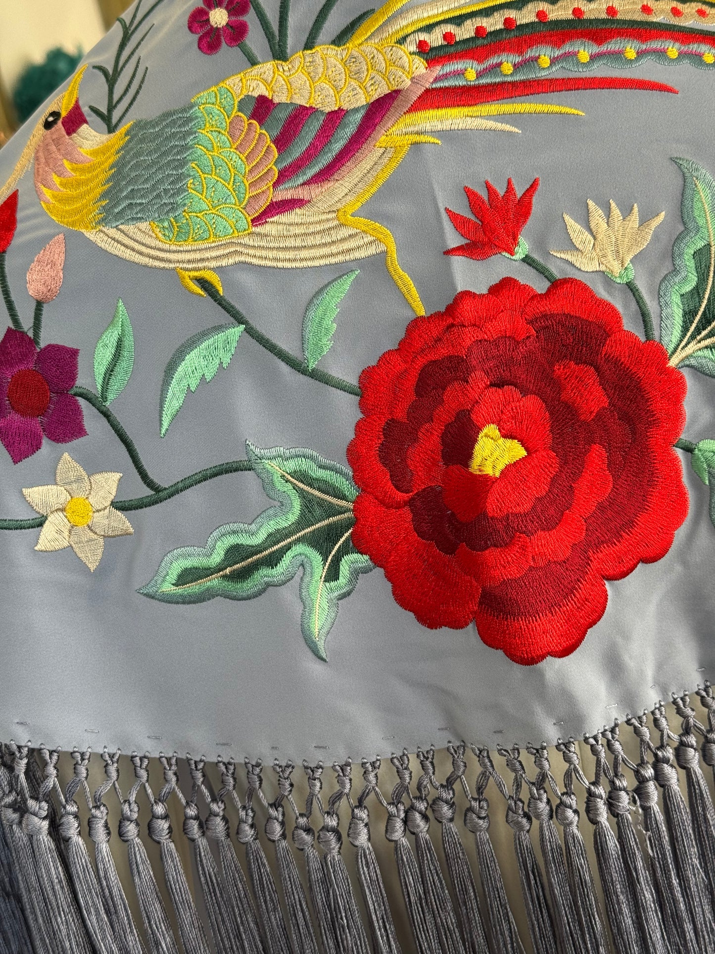 Mantón Martina celeste