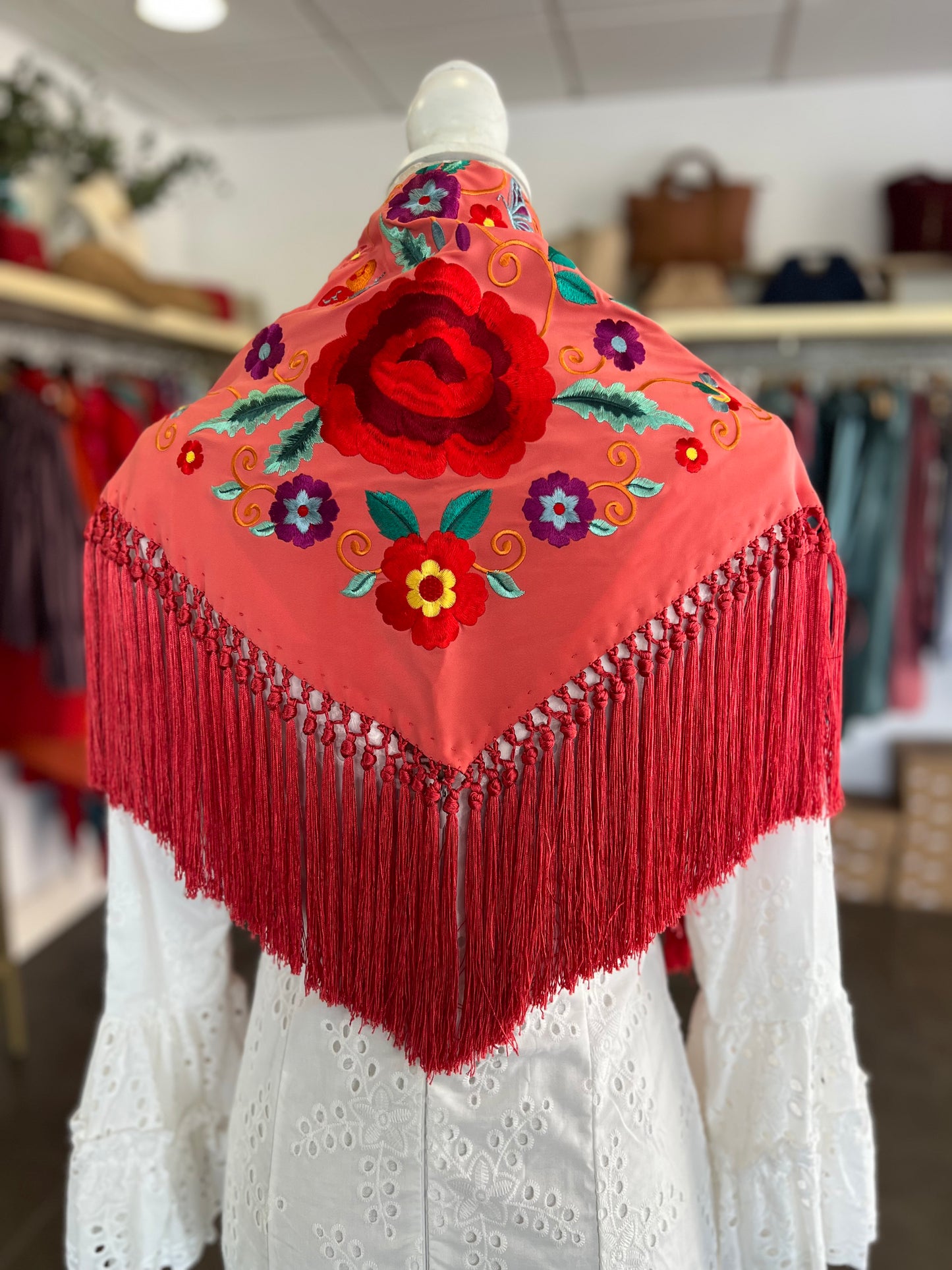 Mantón Celia Coral