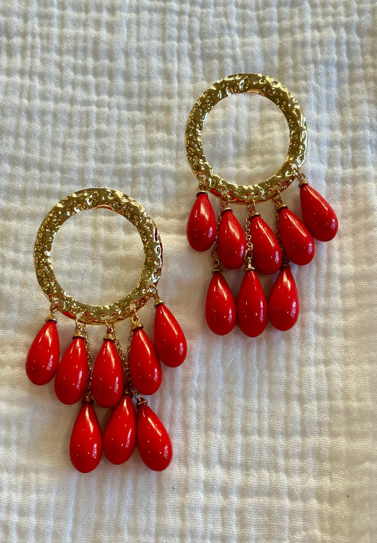 Pendiente lágrima rojo