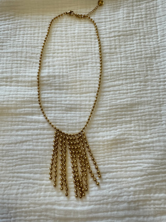 Collar Cortina De Bolitas Doradas