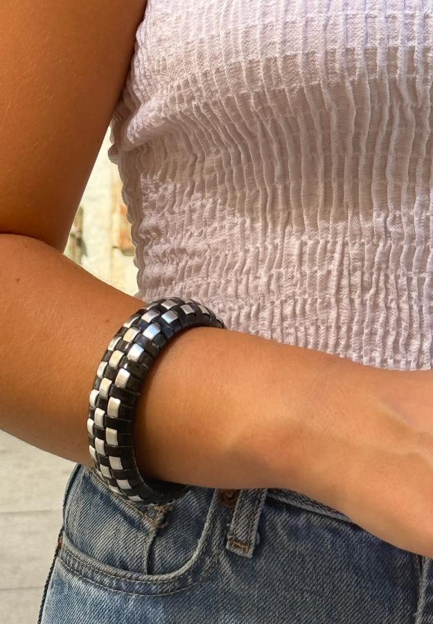 Brazalete Trenzado Plateado Con Medida Única Elegante