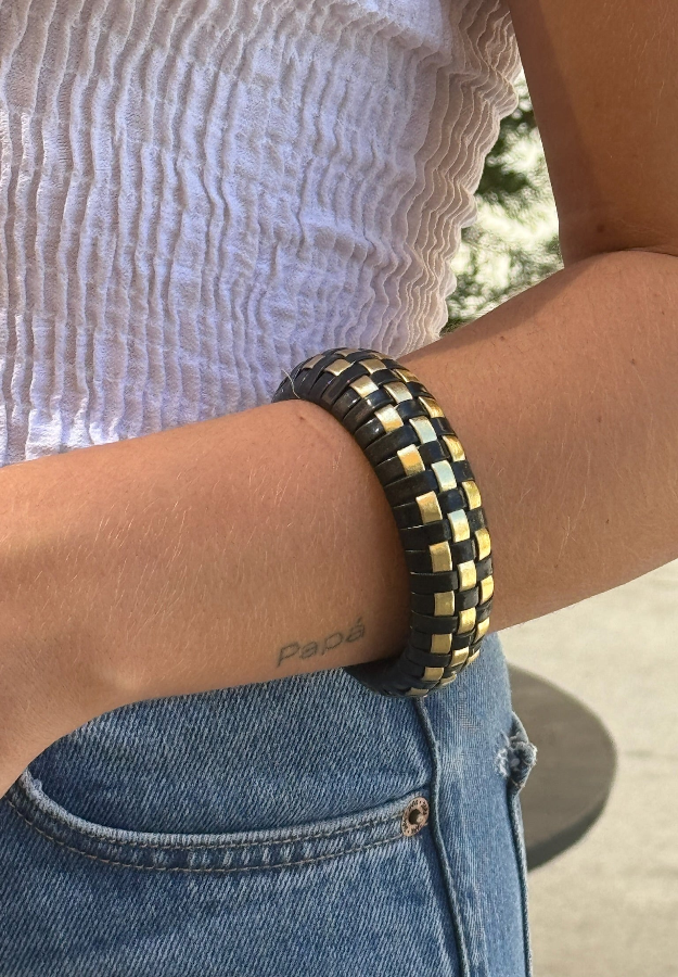 Brazalete Trenzado Dorado Para Mujer Con Estilo Elegante