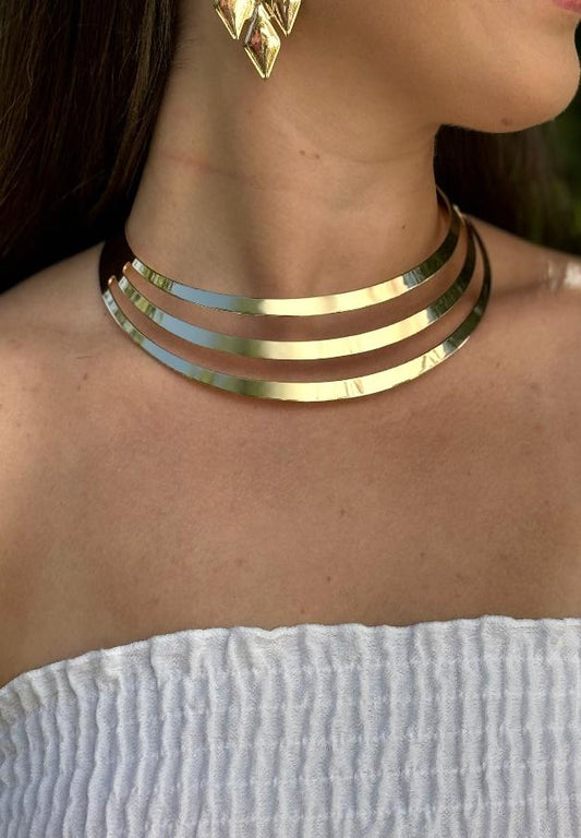 Choker Egipcio De Acero Con Cierre Regulable En Cadena