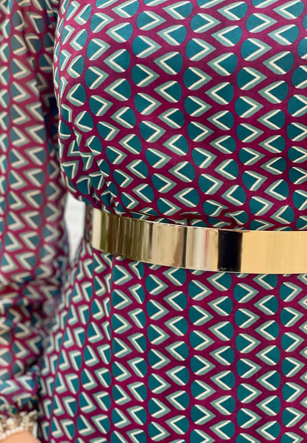 Cinturón Mediado Metálico Plateado