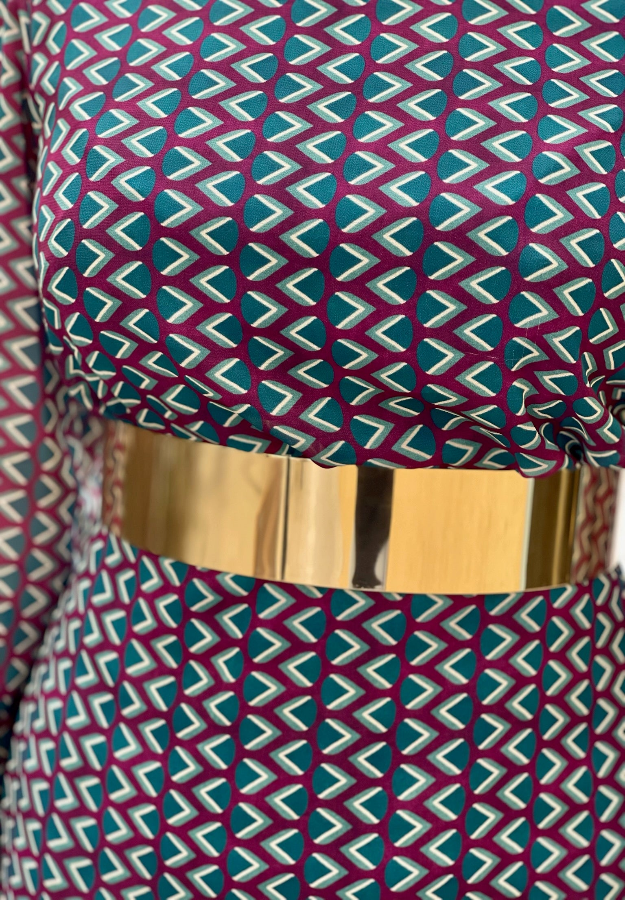 Cinturón Ancho Metálico Dorado Ajustable Para Mujer