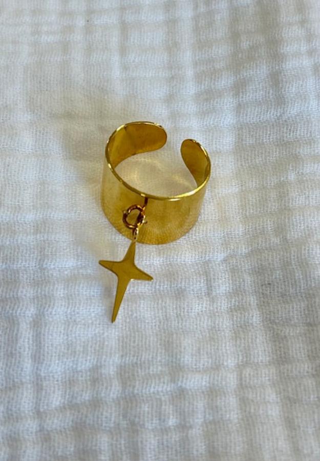 Anillo Estrella Colgante De Acero Inoxidable Elegante