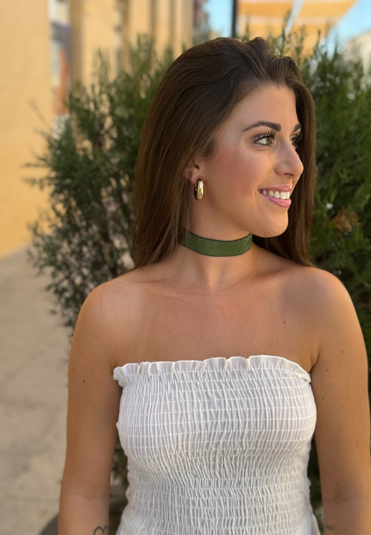 Choker Brillo Verde Con Bolitas
