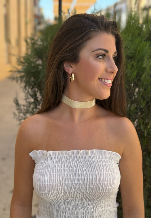 Choker Brillo Beige