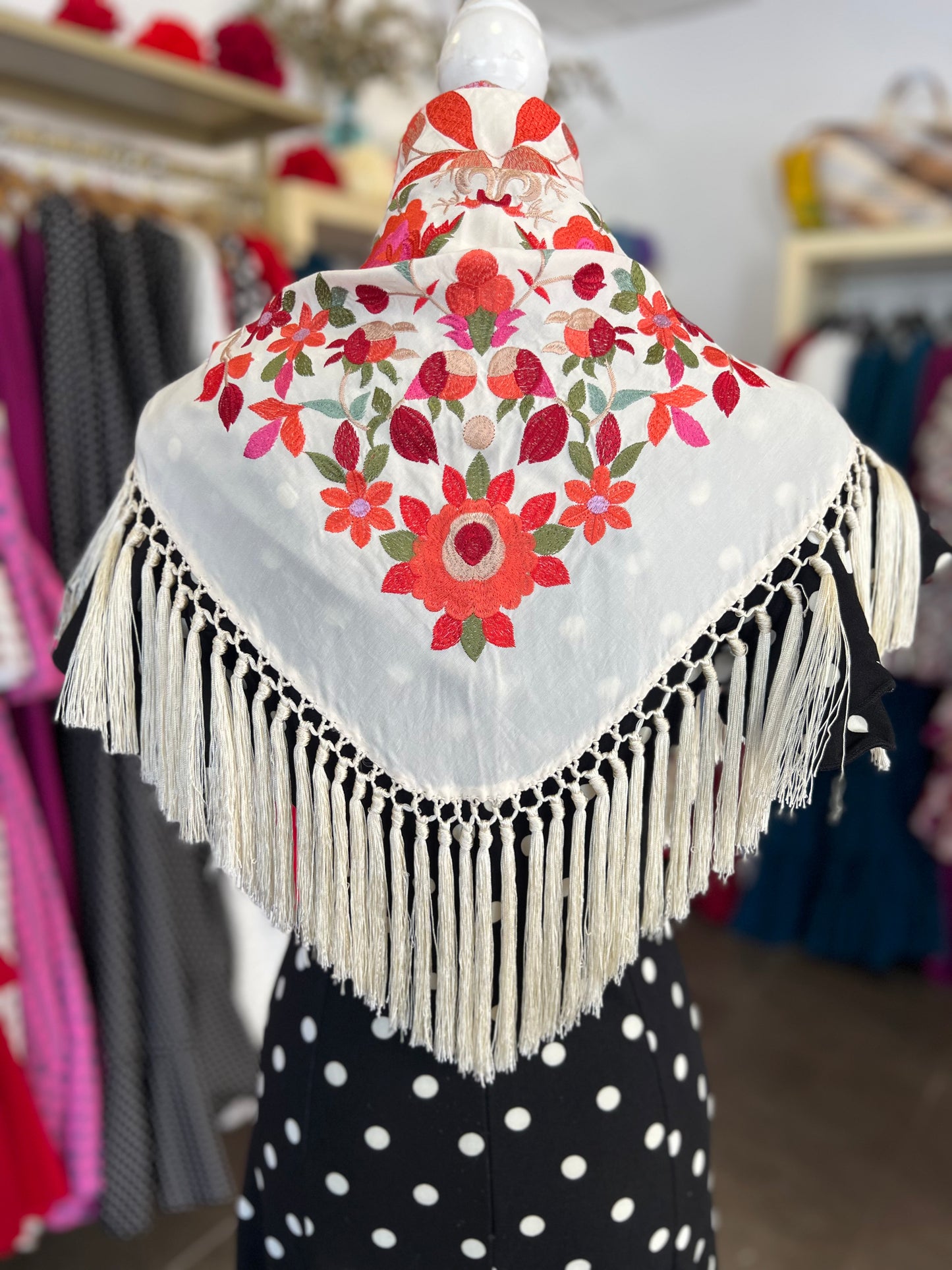 Mantón Cantillana Beige y Naranja
