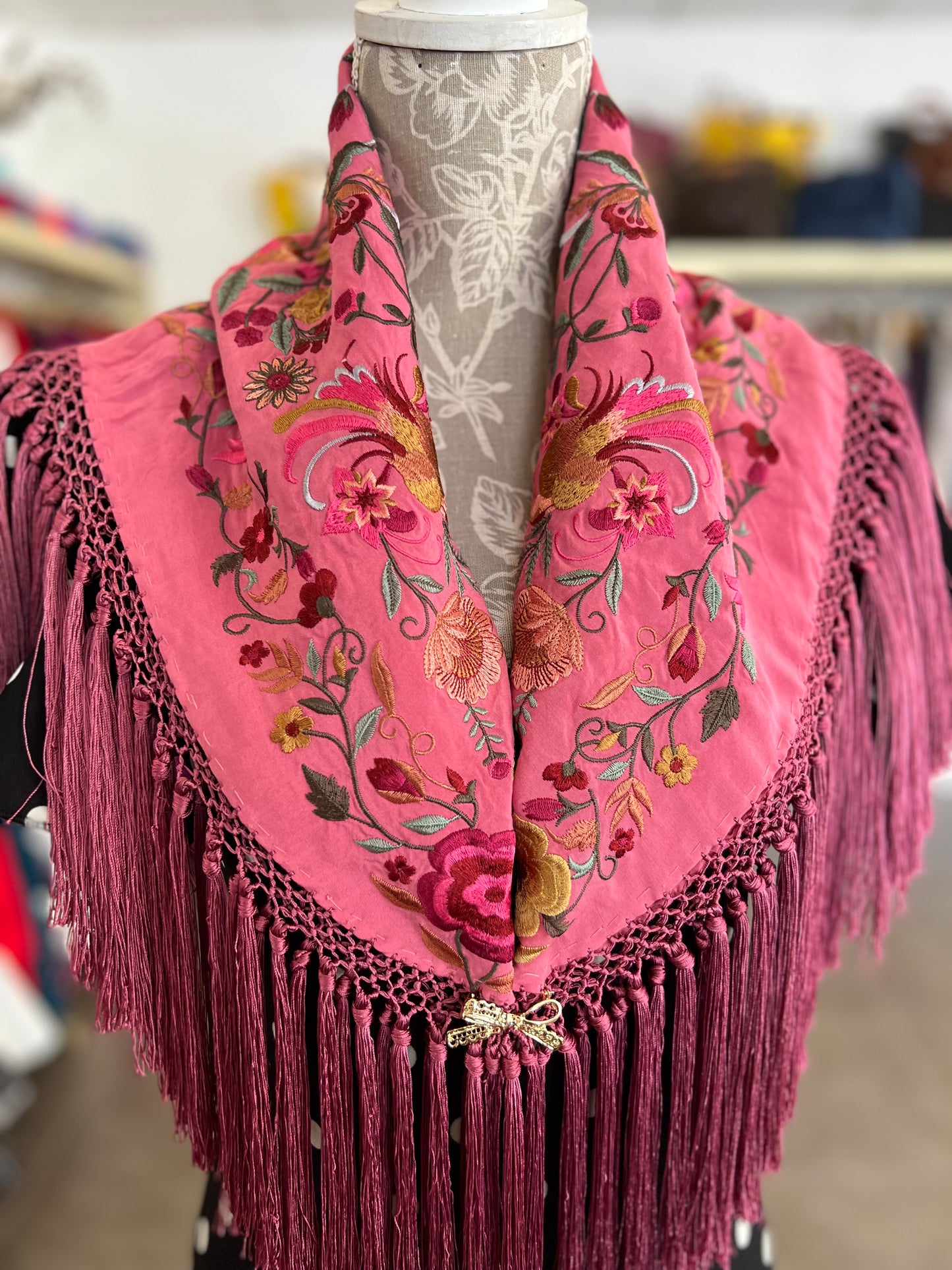 Mantón Cantillana Doble Rosa