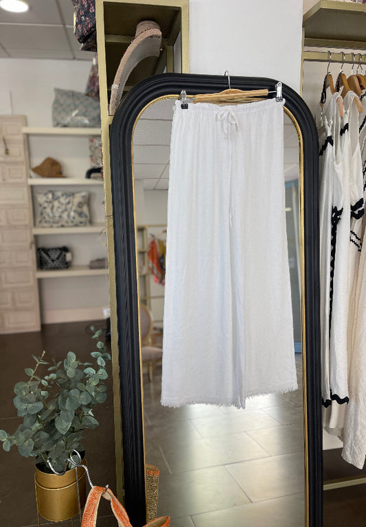 Pantalón lino blanco
