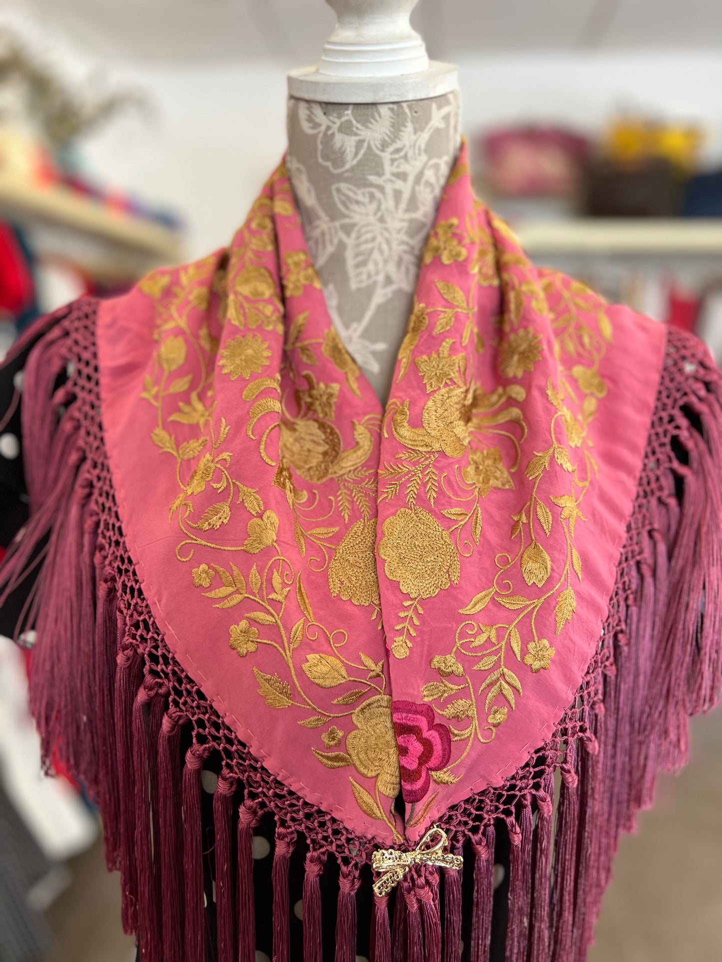 Mantón Cantillana Doble Rosa