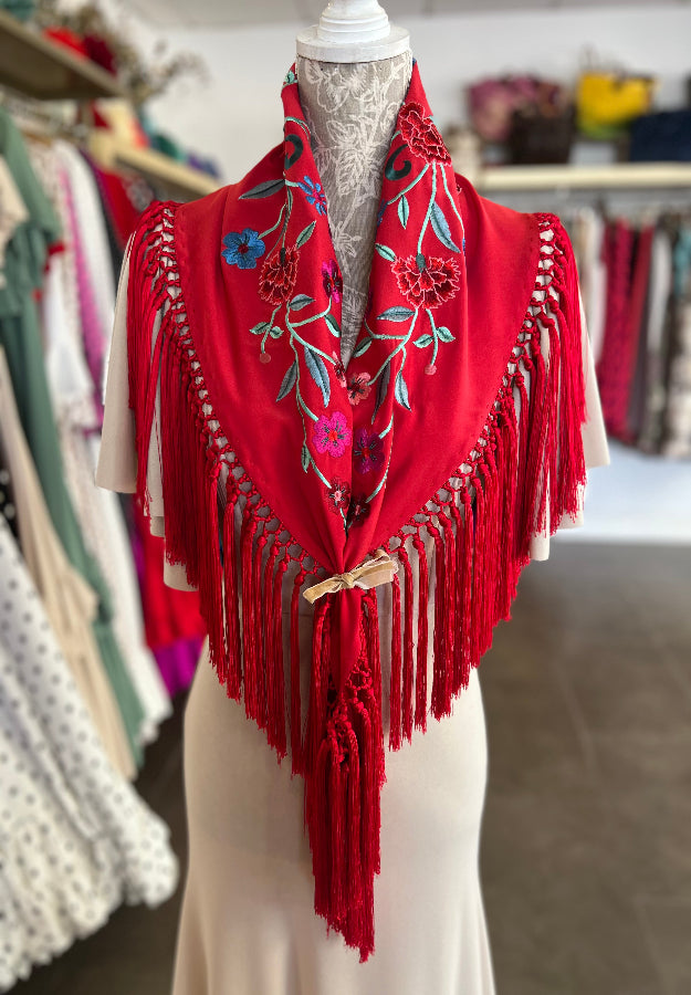 Mantón Clavel Rojo