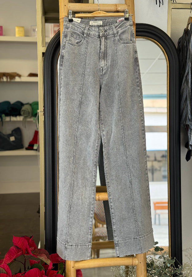 Pantalón Vaquero Gris Wide Leg