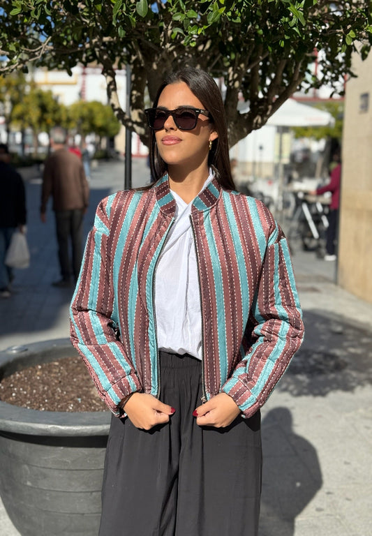 Bomber terciopelo celeste