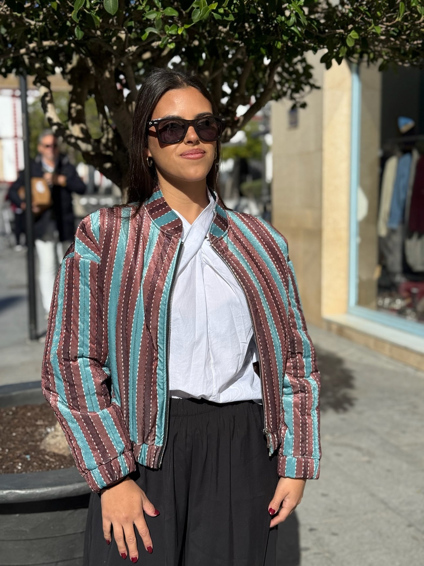 Bomber terciopelo celeste