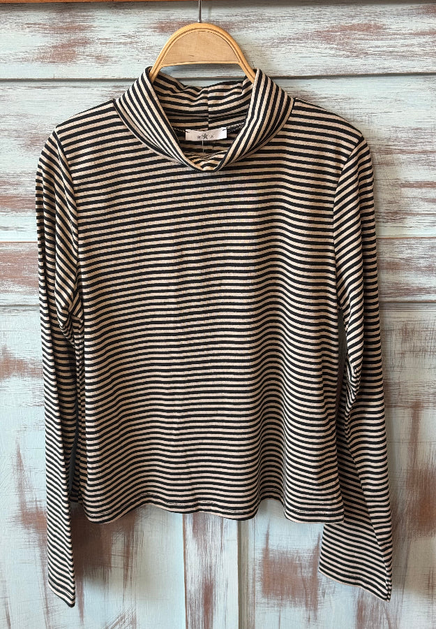 Camiseta Rayas Negro y Beige