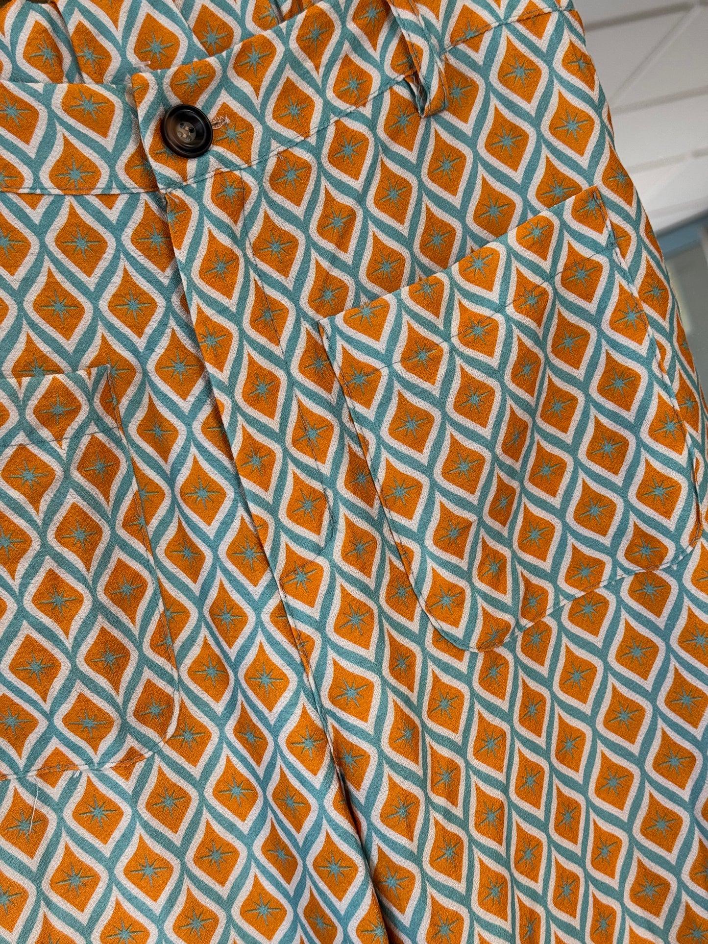 Pantalon Laura naranja y turquesa