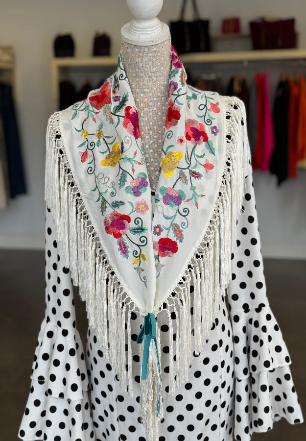 Mantón Carmen blanco roto