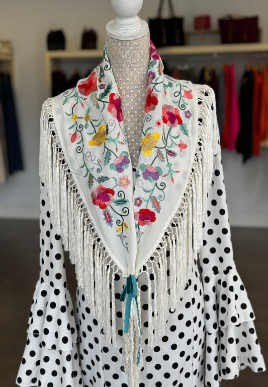 Mantón Carmen blanco roto