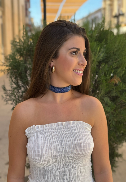 Choker brillo azul