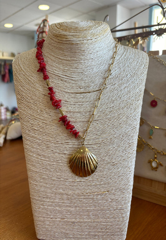 Collar concha rojo