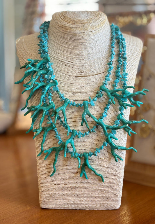 Collar corales turquesa