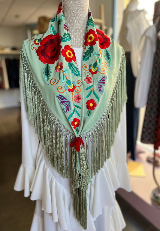 Mantón Celia Verde Manzana