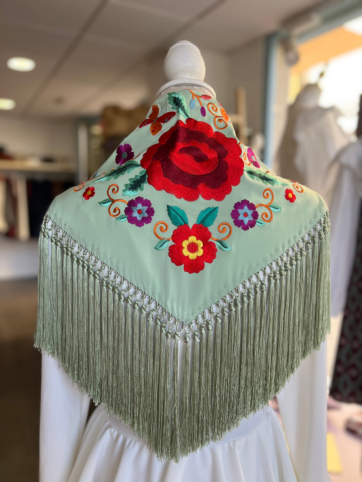 Mantón Celia Verde Manzana