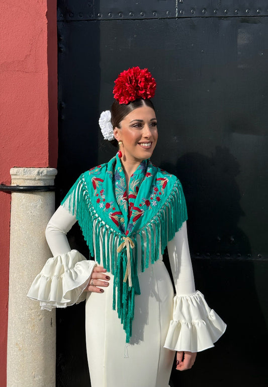 Mantón Triana verde