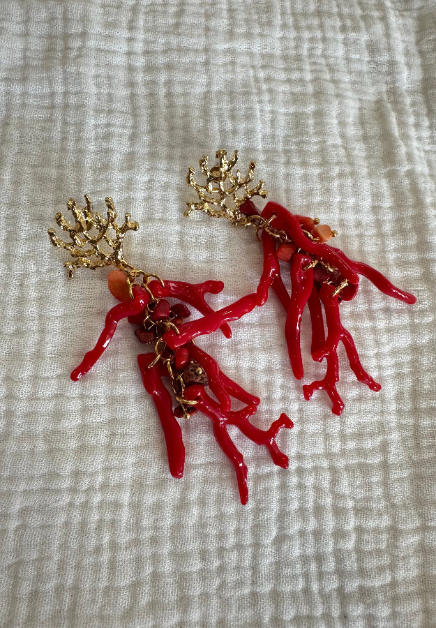Pendiente coral rojo