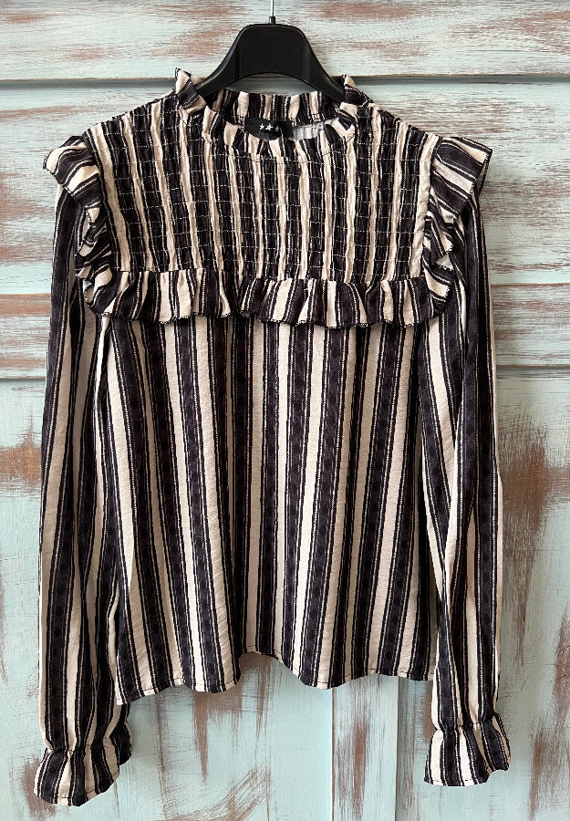 Blusa Lola Negra y Beige