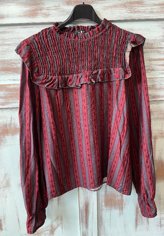 Blusa Lola Gris y Rojo