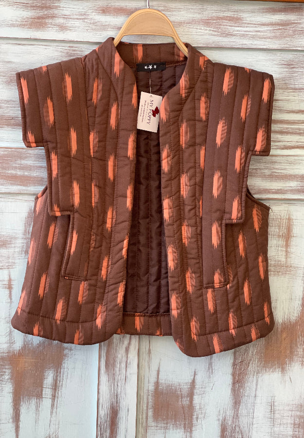 Chaleco Lidia marrón y naranja
