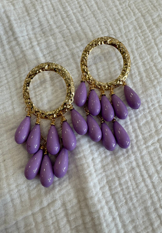 Pendientes lagrimas lila