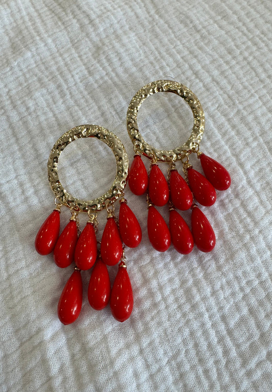 Pendiente lagrima rojo