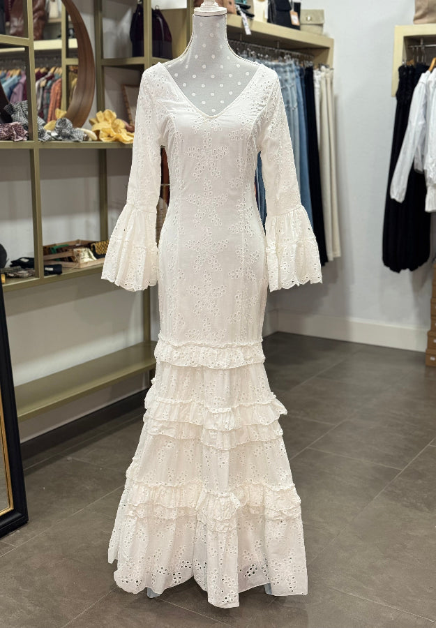 Traje flamenca perforado blanco