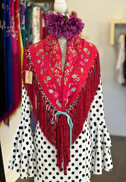 Mantón María mediano rojo