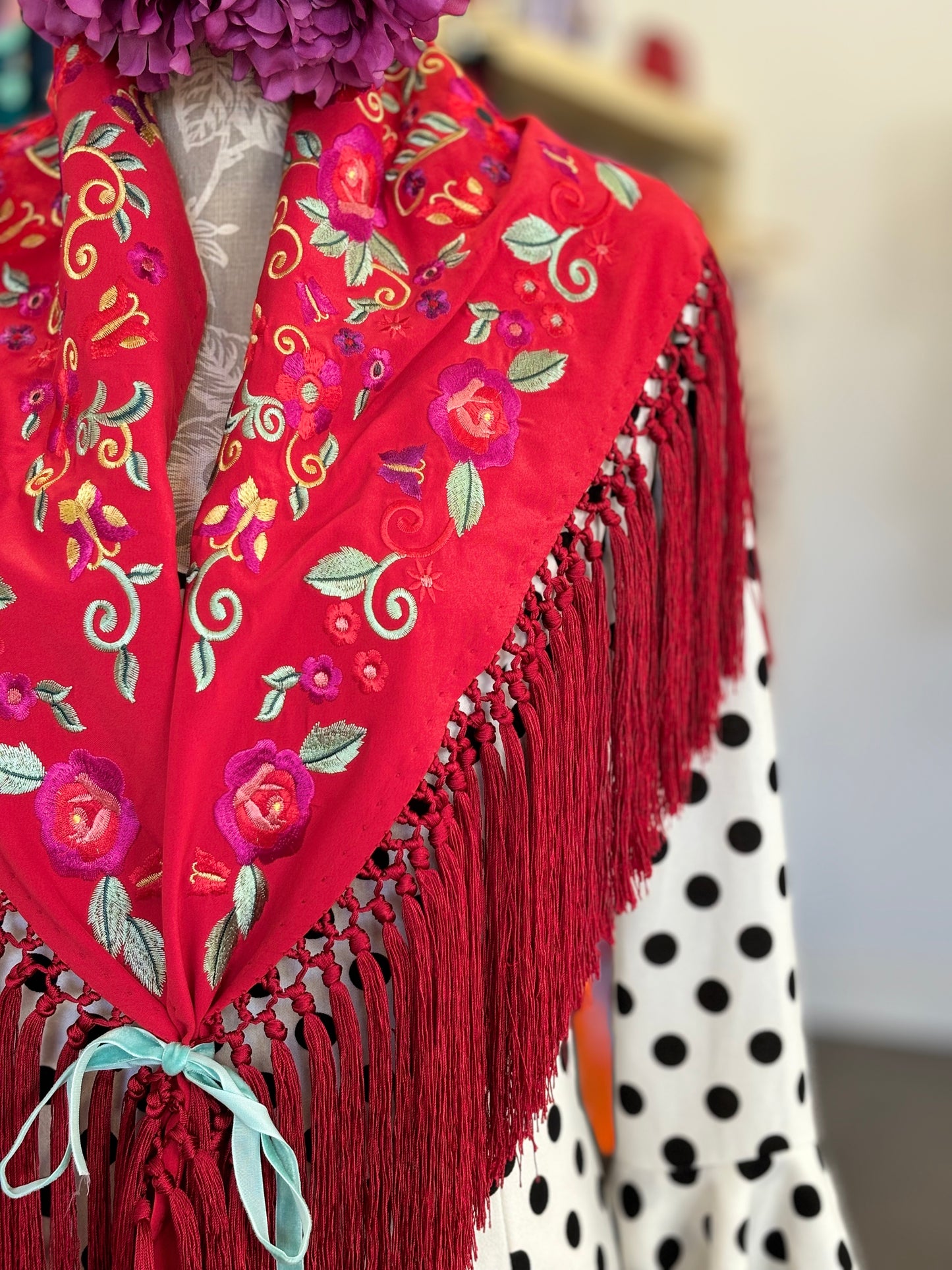 Mantón María mediano rojo