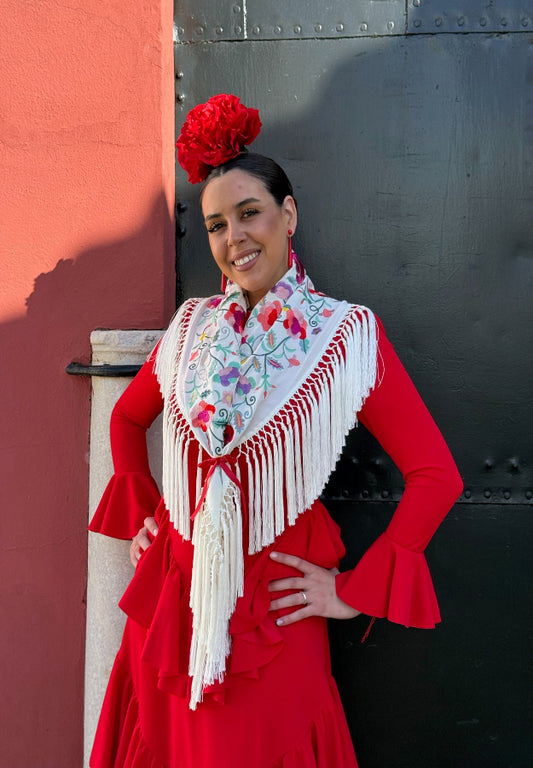 Mantón Carmen blanco roto